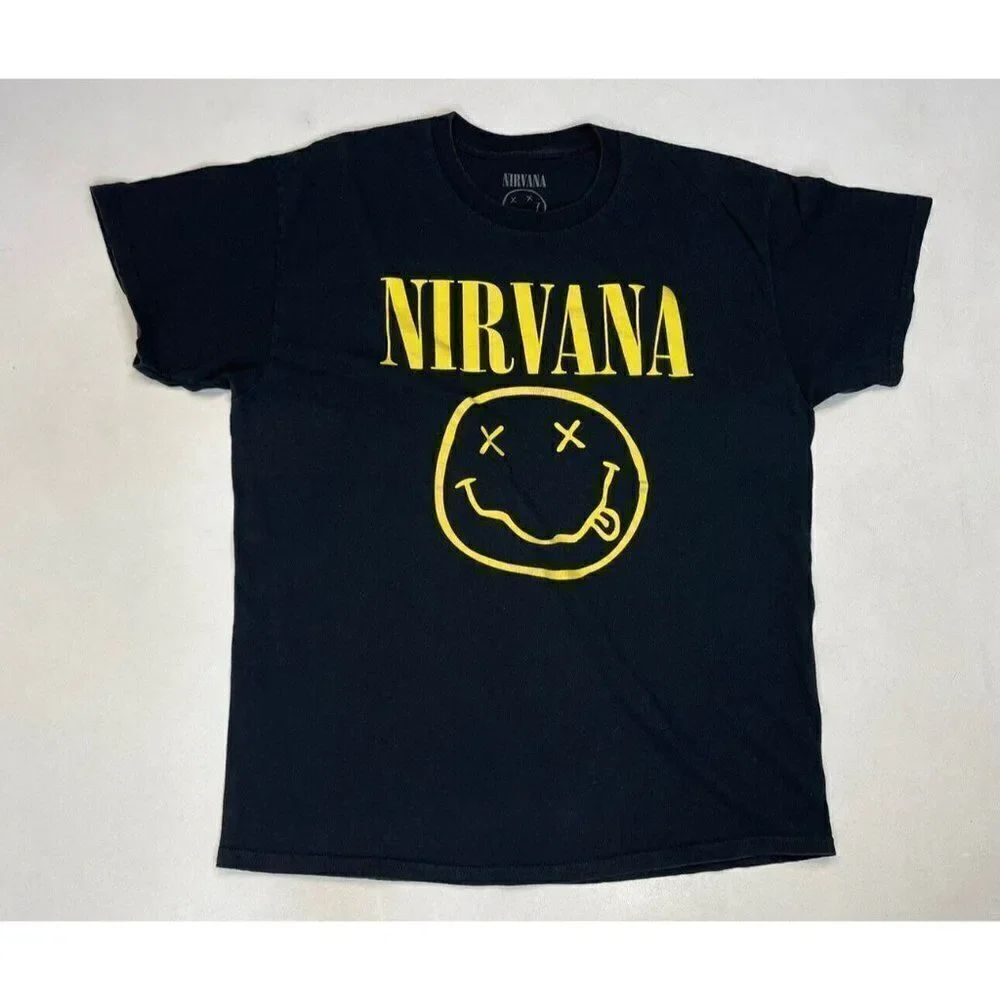 Nirvana Logo Graphic T-shirt Men Large Black Short Sleeve Music
